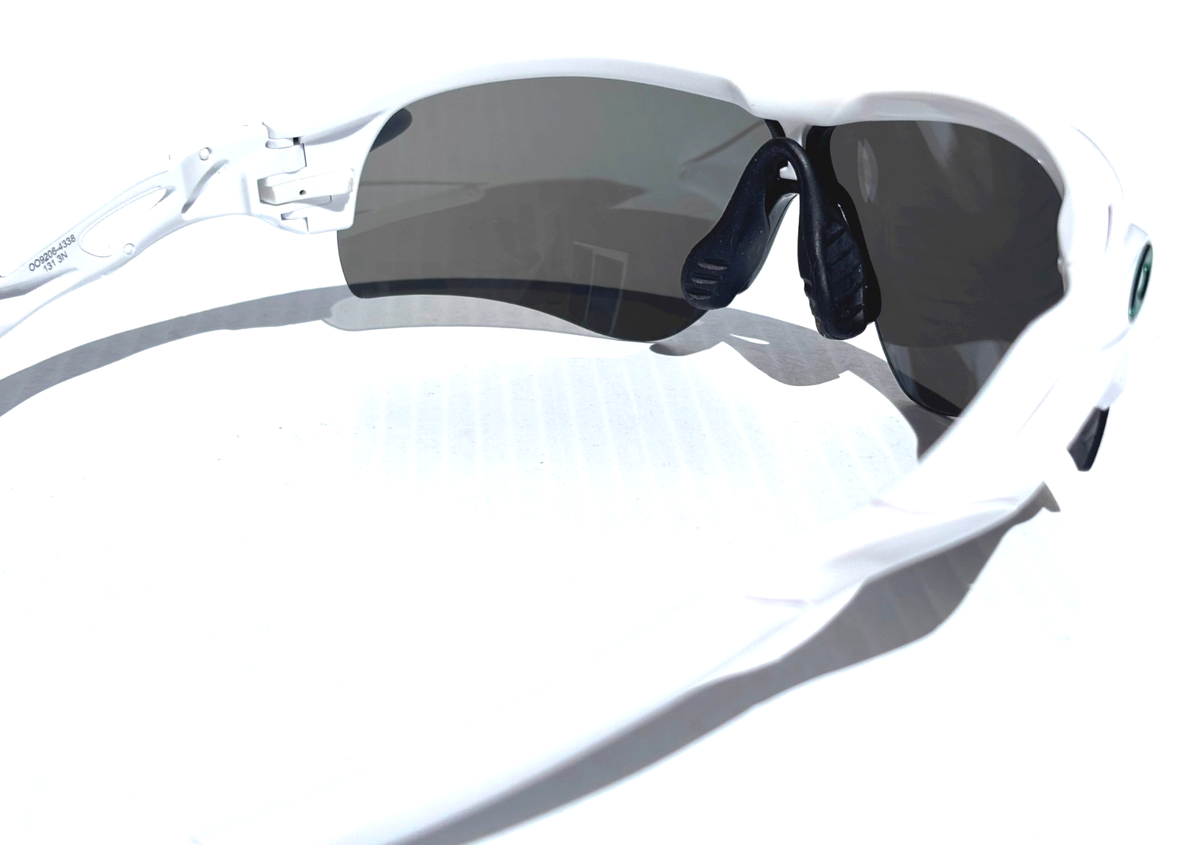 NEW Oakley RADARLOCK Shiny White POLARIZED Galaxy Silver Sunglass