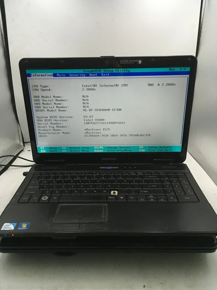 EMACHINES E525 KAWF0 - BOOTS TO BIOS - LOT OF 2 - INTEL CELERON -2GB RAM-READ-BB - Image 2 of 4