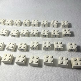 Lego Brick Forever Calendar Numbers 1-31 & Extra Blank Pieces