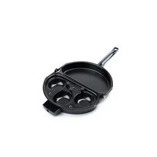 FOX RUN Egg Poacher Carbon Steel Non-Stick Omelette Pan 11.25" 3-Cup Flip Over