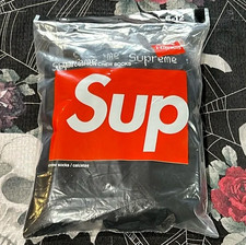 New 2026 Supreme Hanes Crew Socks Black 4 Pack Men's Size 6-12 - Fast Ship