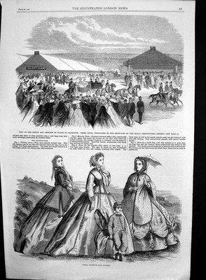 Antiker alter Druck Prinz Prinzessin Wales Plymouth Paris Moden August 1865
