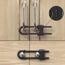 4 Pack Child Proof Sliding Cabinet Door Code Locks Baby Safety 4PCS, Black