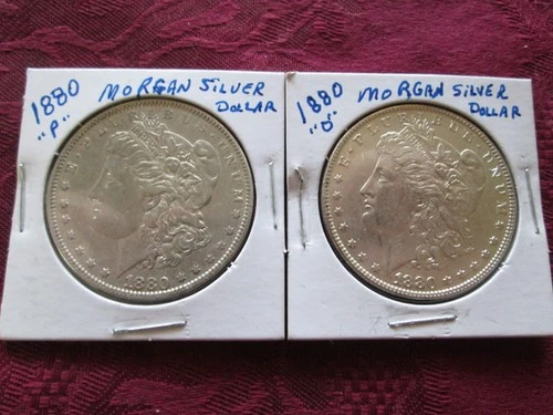 (2) 1880 MORGAN SILVER DOLLARS (1) 1880-O AND (1) 1880-P