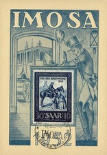 Carte Maximum SARRE "1er Jour - IMOSA - Journée du Timbre" (TYPE 2) 1952