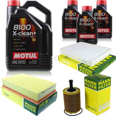 MANN-FILTER Inspektionspaket 8L Motul 8100 X-clean+ 5W-30 für VW Multivan V 2.5