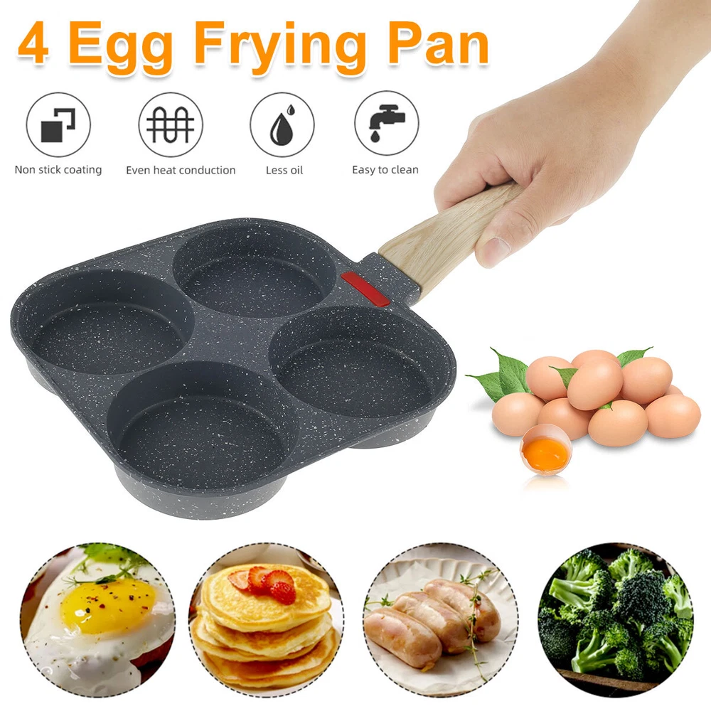 Egg Frying Pan Aluminum 4 Holes Egg Frying Pan Nonstick Mini Egg Cooker pagEz