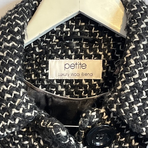 BHS Petite women’s Black Knitted Pea Coat Wool Blend Size 8 - Picture 3 of 4