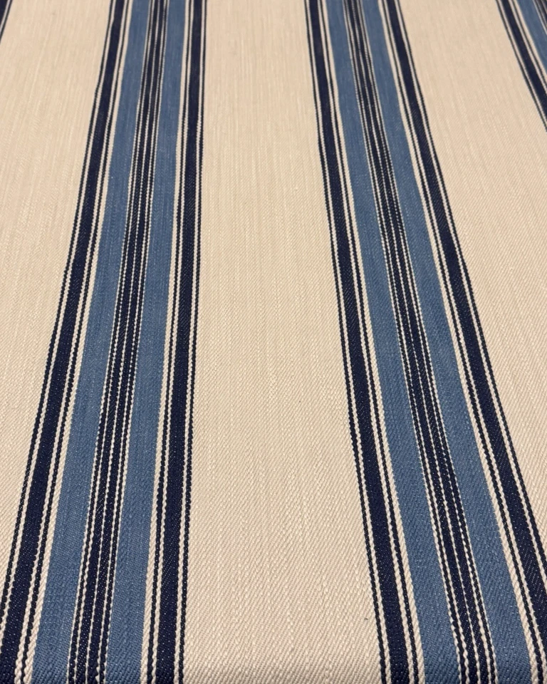 Tela tejida a rayas de algodón Mulberry Lee Jofa - Rayas Falmouth / Índigo 2,65 yardas Foto 4 de 4
