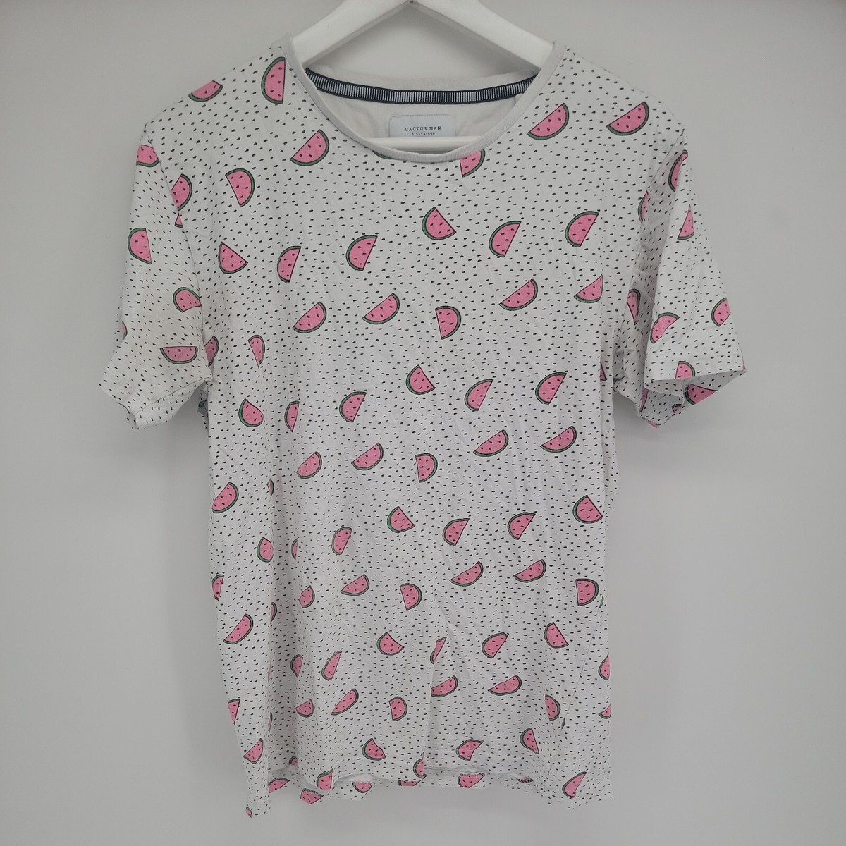 Cactus Man Mens White Watermelon T Shirt Size S | eBay