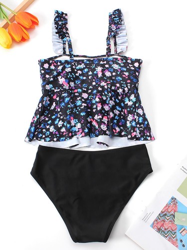 Girls Bathing Suit Beach Swimsuit Quickly Dry Outfit Flounce Swim Top Set Soft - Picture 13 of 30