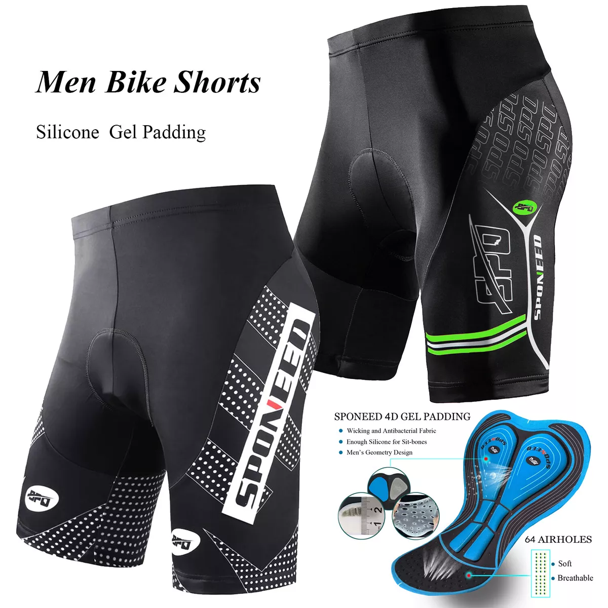 Cycling Shorts Men Silicone Gel Padded Men Bike Tights Stretchy Biking Bottoms