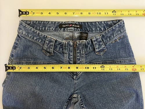 Vtg DKNY Bareback Jeans Womens Size 1 26 x 31 Low Rise Exposed Zipper Distressed - Picture 4 of 12