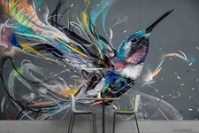 3D Graffiti Bird Wallpaper Wall Mural Removable Self-adhesive Sticker 333--JN