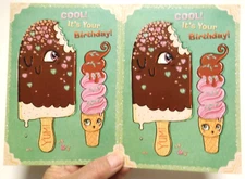 2 Cards Designer Greetings Birthday Ice Cream Bar Cone includes Maze FUN