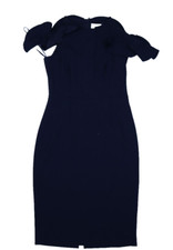 Eliza J Navy Blue Ruffle Cap Sleeve Cocktail Stretch Bodycon Dress Womens 8