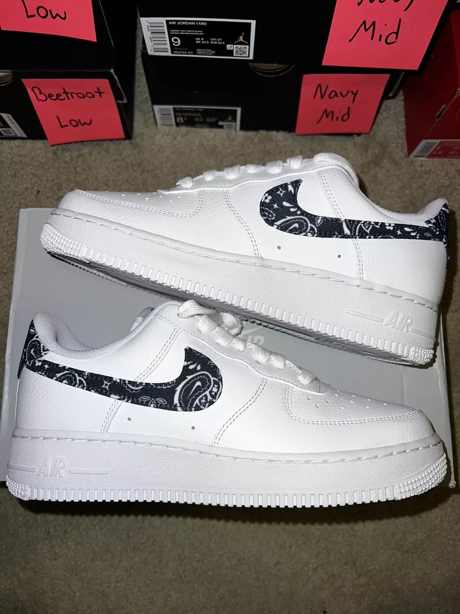 Nike Air Force 1 ‘07 Essential Black Paisley Womens Sz 7.5W (6Y) Brand New!