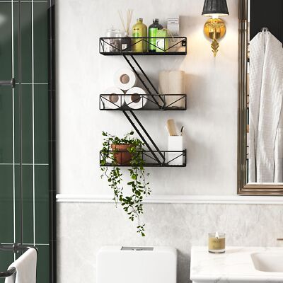 Fire Escape Shelf - 3 Tier Black Fire Escape Wall Shelves with