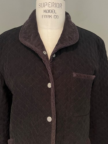 Talbots Womens Quilted Black Jacket Corduroy Trim Blazer Pockets Stretch SMALL - Picture 2 of 7