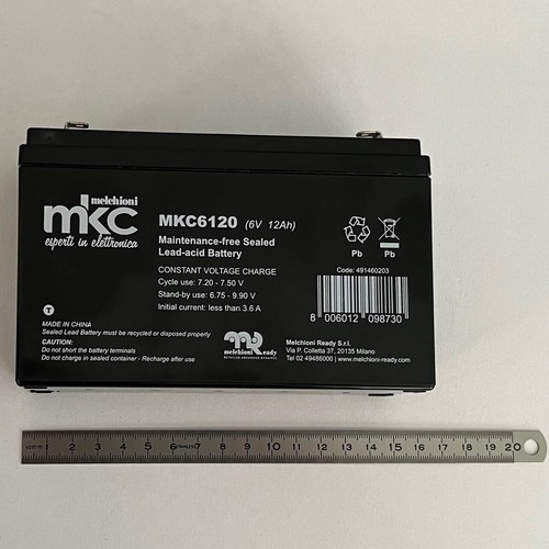 Batteria al piombo ricaricabile 6V 12Ah terminale faston 4.8mm MKC6120 MELCHIONI - Afbeelding 3 van 8