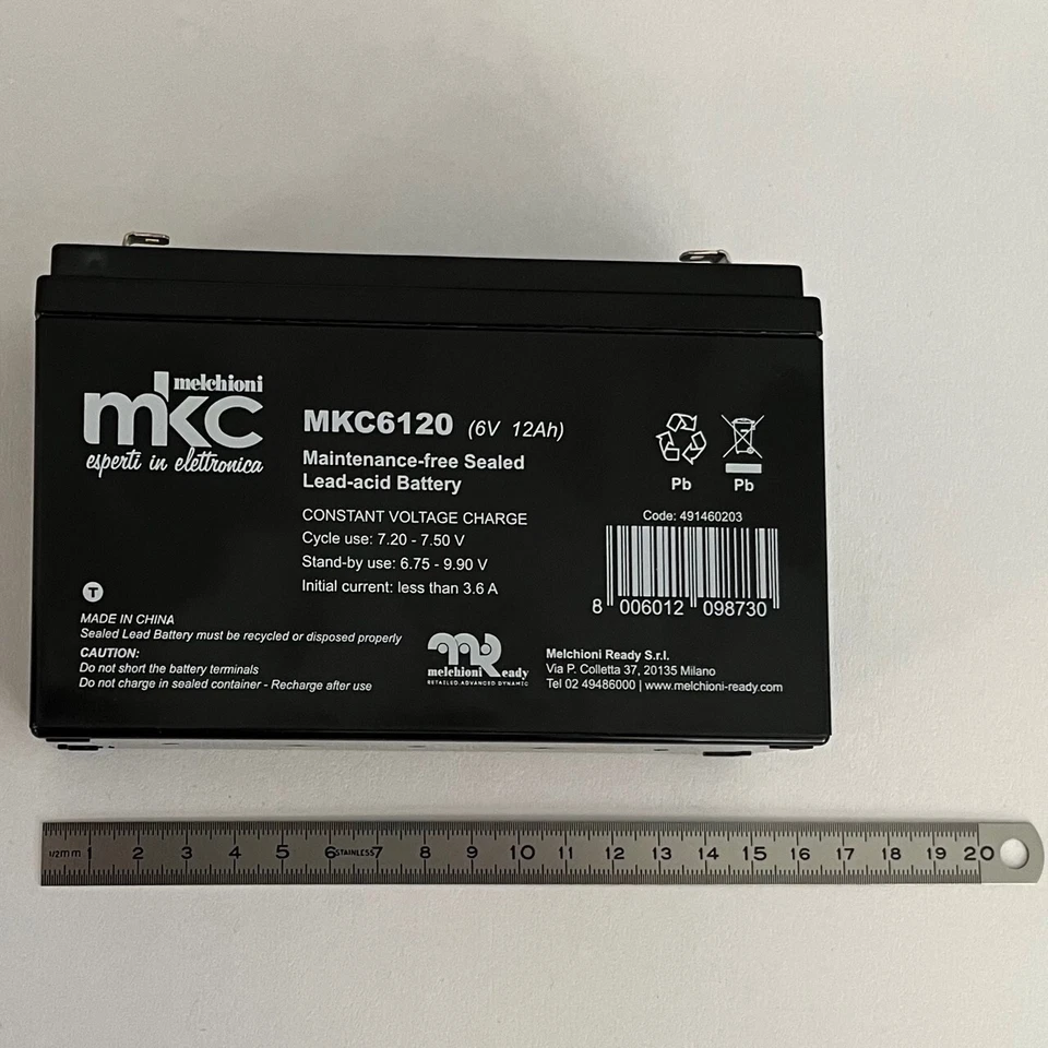 Die wiederaufladbare 6V 12Ah Blei-Säure-Batterie mit 4,8 mm Faston-Anschluss MKC - Imagen 3 de 4