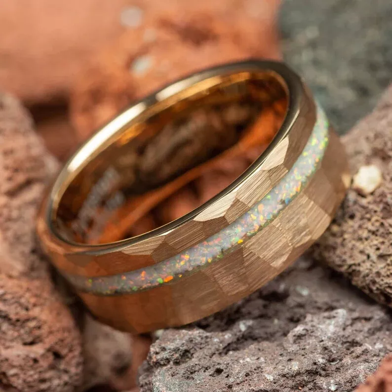 Unisex opal cheap wedding rings