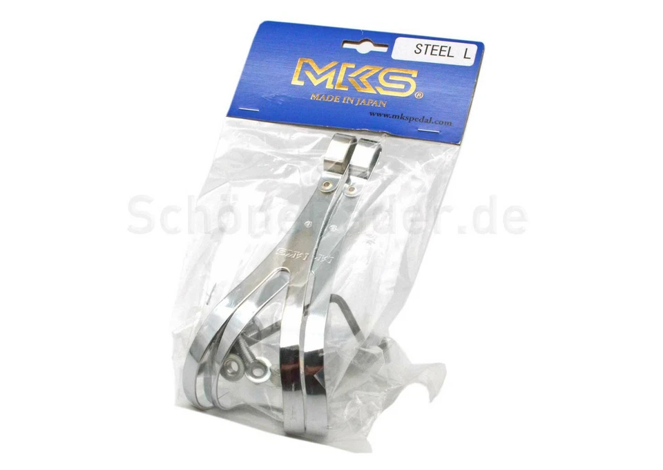 MKS Pedalhaken für klassische Rennrad-Pedale – Stahl/Chrom, verschiedene Größen