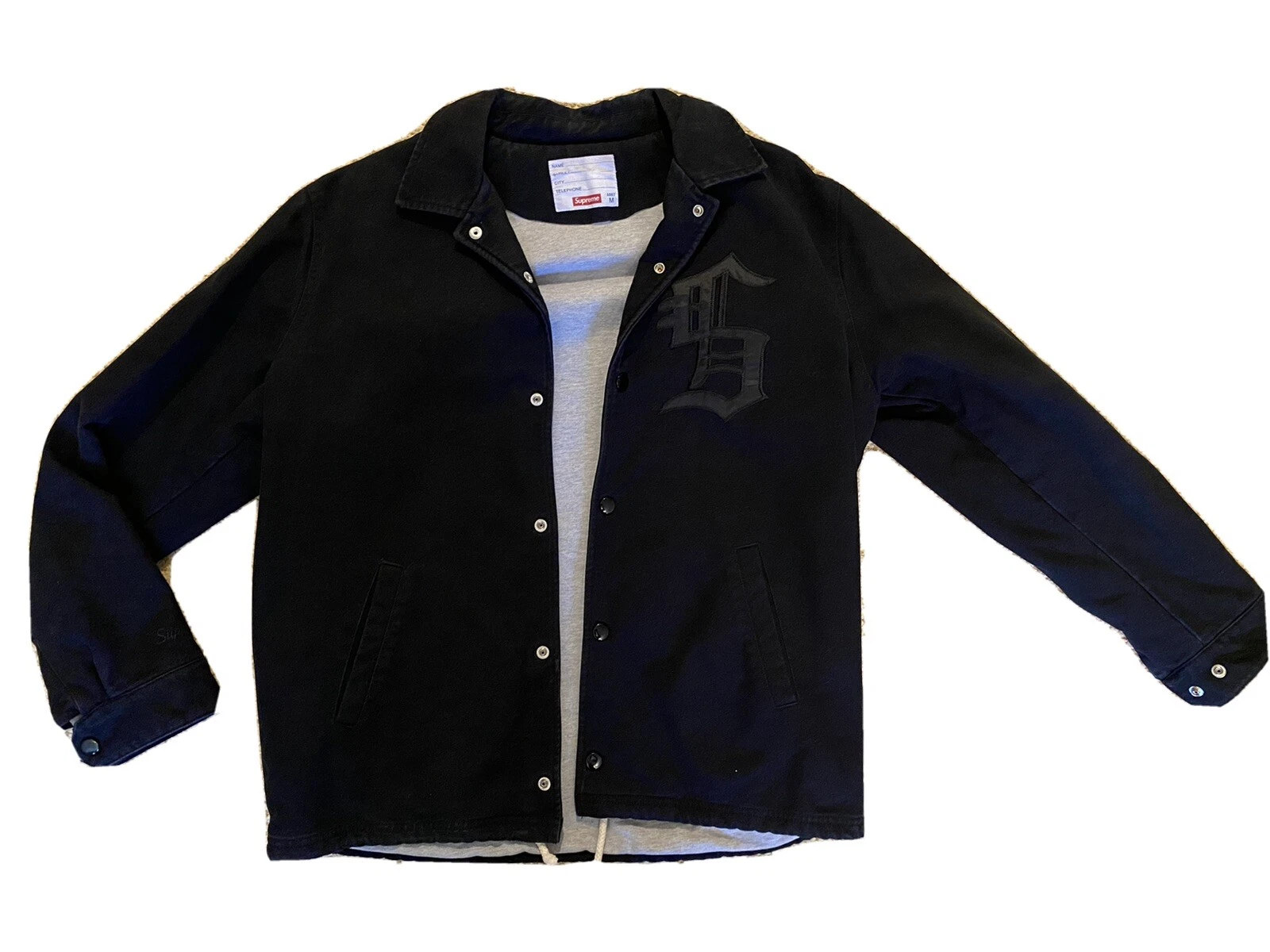 2012 Supreme S Canvas Coaches Veste Taille M Noir Moyen F/W12