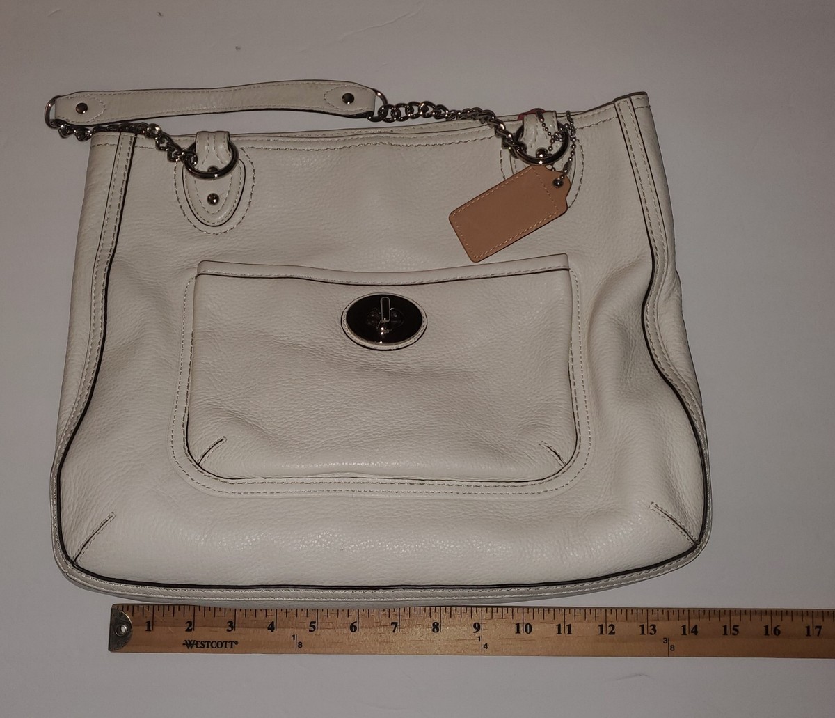 coach バッグ Coach 24081 Poppy Pebble Leather Medium Chain Tote Bag | eBay