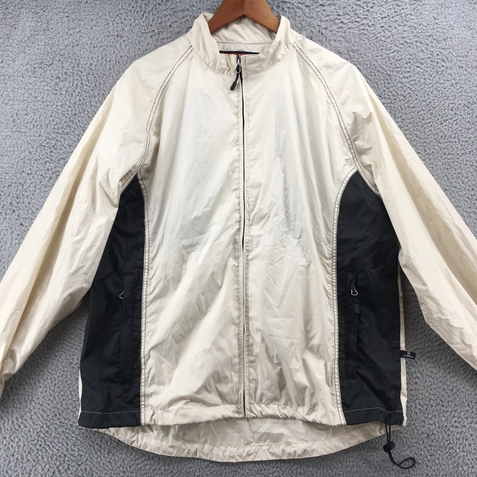 Sun Mountain Windbreaker Zip Up Jacket Mens L Beige Long Sleeve Mock Neck Pocket - Image 2 of 4