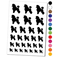 Miniature Poodle Dog Solid Temporary Tattoo Water Resistant Set