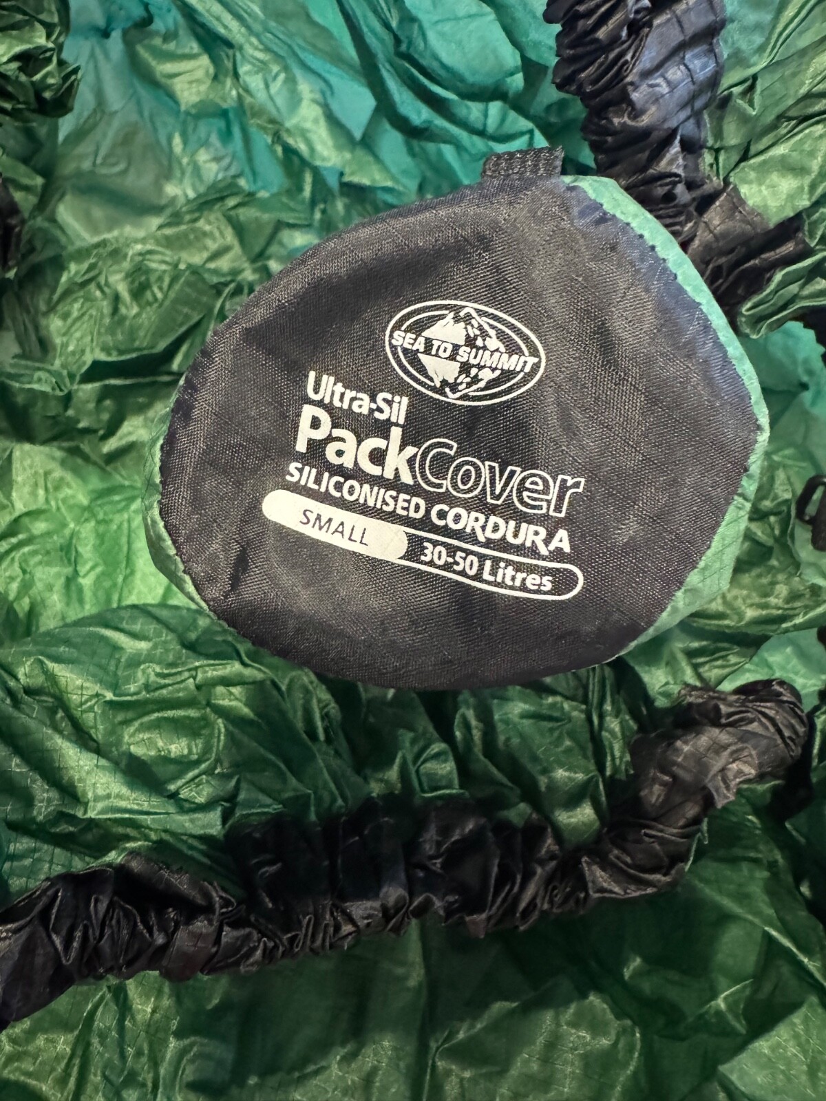 SEA TO SUMMIT ULTRA-SIL BACK PACK RAIN COVER SILICONISED CORDURA, SMALL, EUC