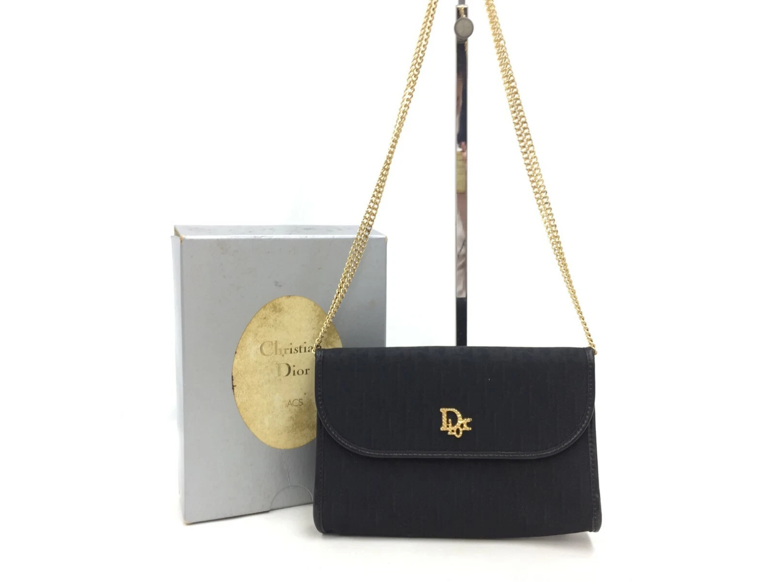 Auth Christian Dior Quilted Fabric Canvas Chain Shoulder Bag 0E260150n