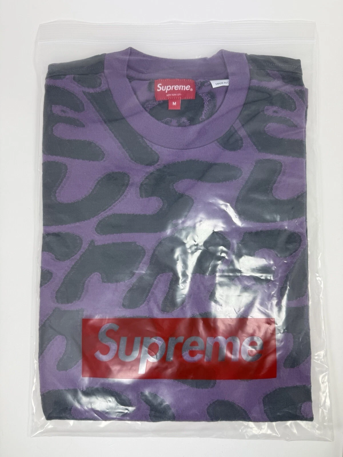 Supreme Script Intarsia Violet Tee Haut manches courtes Neuf Medium M Noir