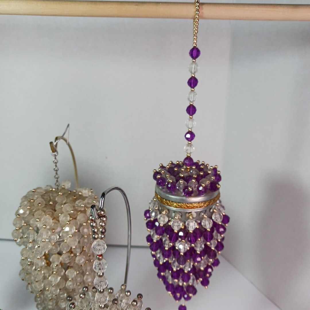 Lot of 5 TEA BALL ORNAMENTS Beaded Chandelier VINTAGE Christmas Potpourri Holder eBay