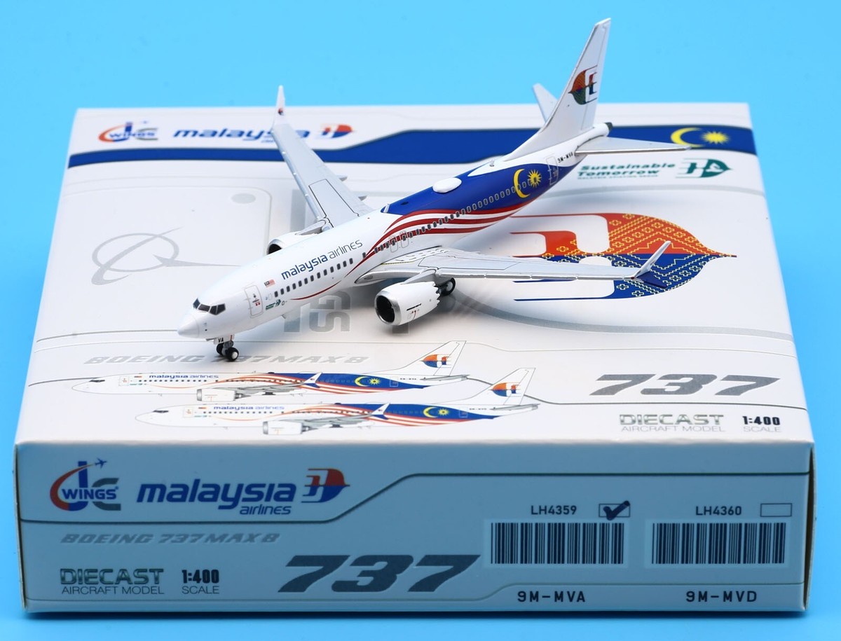 JC Wings 1:400 マレーシア航空 B737MAX8 9M-MVD JC Wings 1:400 Malaysia Airlines Boeing B737 MAX 8 Diecast