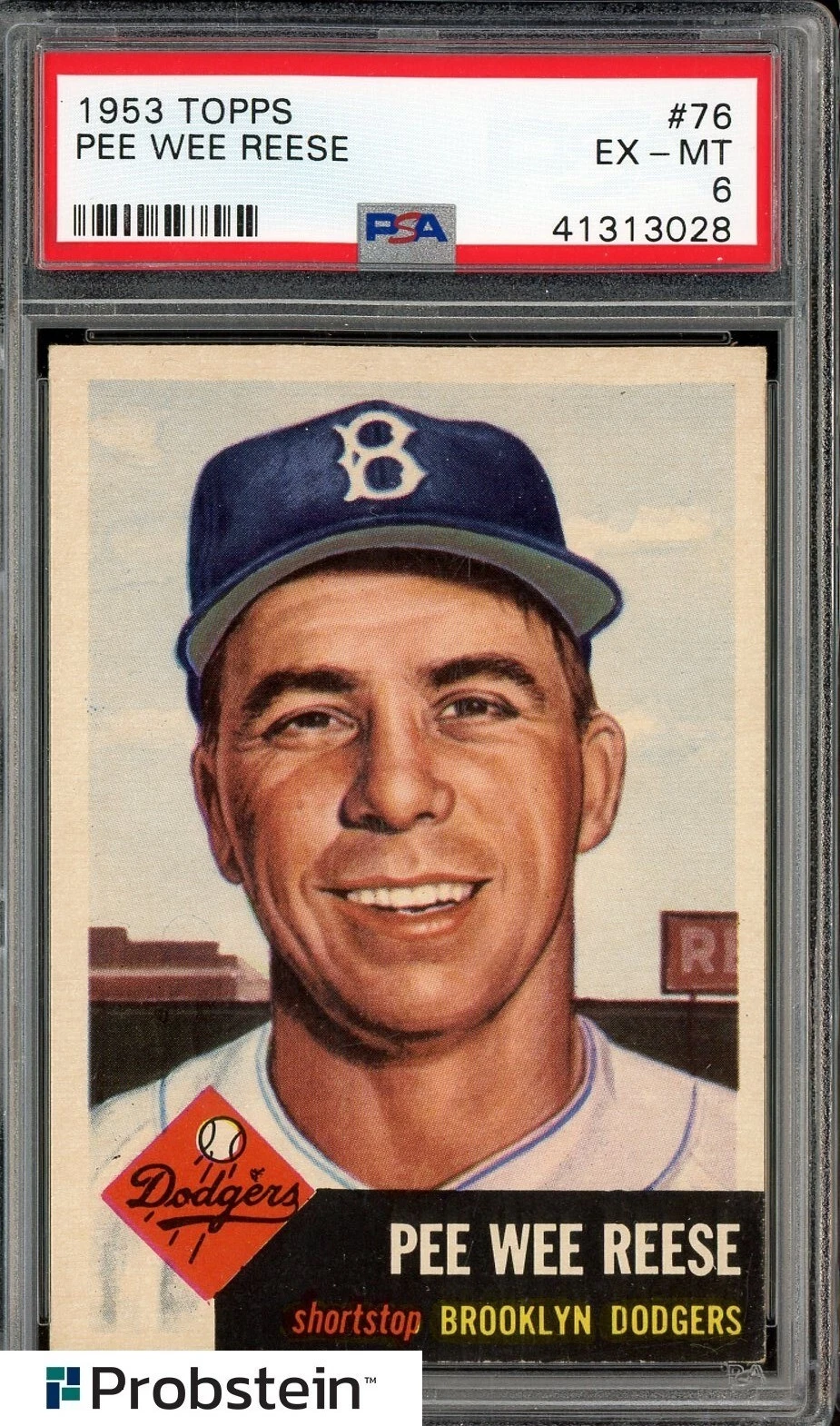 1953 Topps #76 Pee Wee Reese Brooklyn Dodgers HOF PSA 6 EX-MT