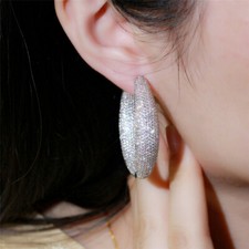 Women Crystal Hoop Earrings Rhinestone Zircon Earrings Jewelry Evening Party