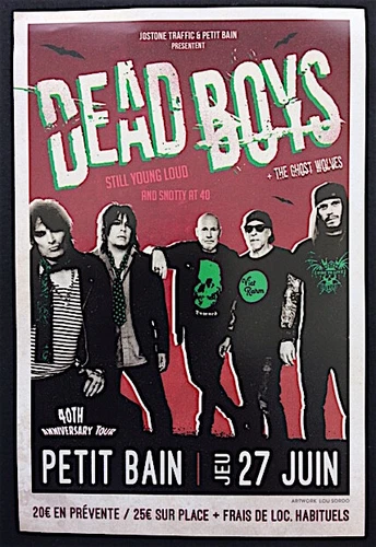 Dead Boys - Flyer - Concert Paris June 27, 2019 - New Condition - Flamin' Groovies