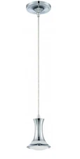 Jeremiah Lighting P500CH-LED  Mini Pendant With Cord In Chrome W/ Frosted Etched