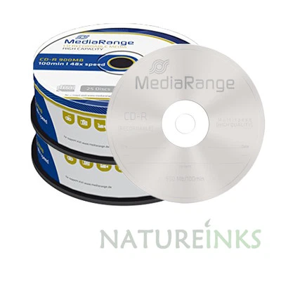 50 MediaRange Branded Blank CD-R discs 48x 100 min CD R 900MB 100 minutes MR222