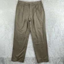 JB Britches Pants Mens 35x31 Beige Wool Pleated Dress Made In Italy