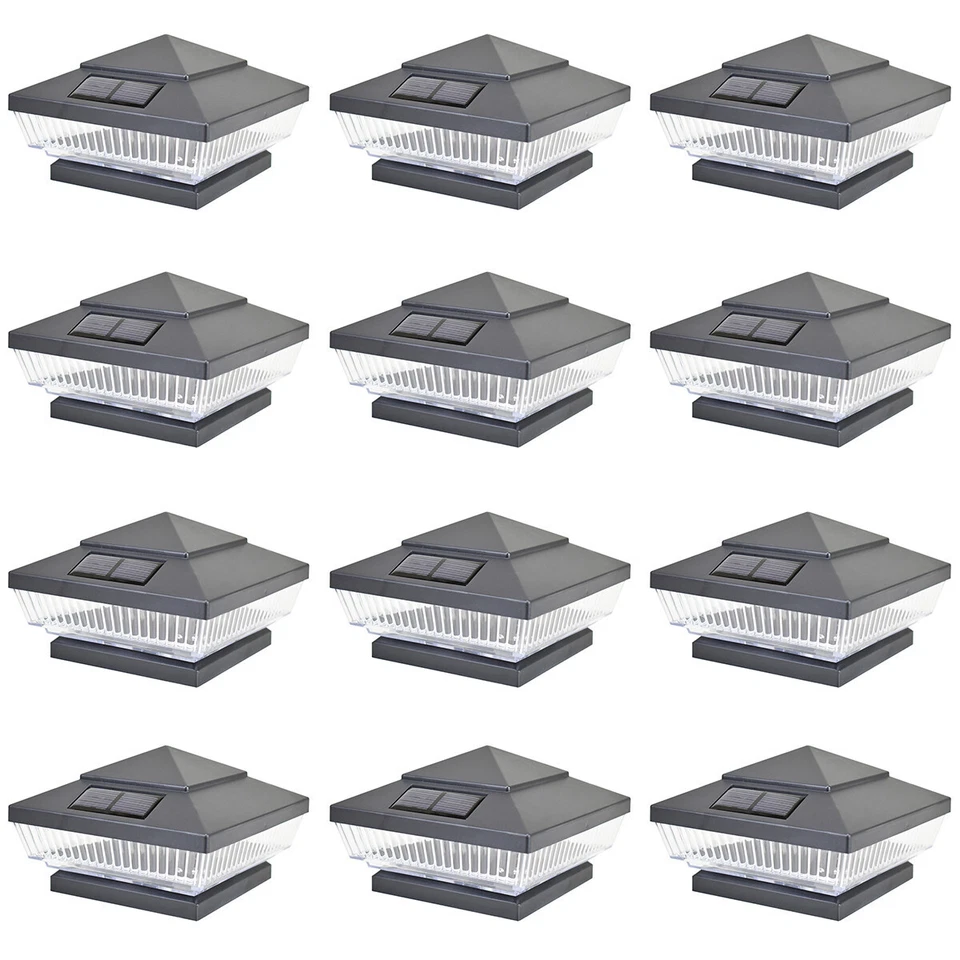 12 Black Bronze Copper Silver 4 x 4 Solar Post Lights Outdoor Deck Cap Fence - Image 3 of 4