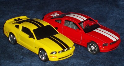 #9  SET OF 2 KINFUN 2006 FORD MUSTANG GT LOOSE 1/38 O SCALE RED & YELLOW SHARP!