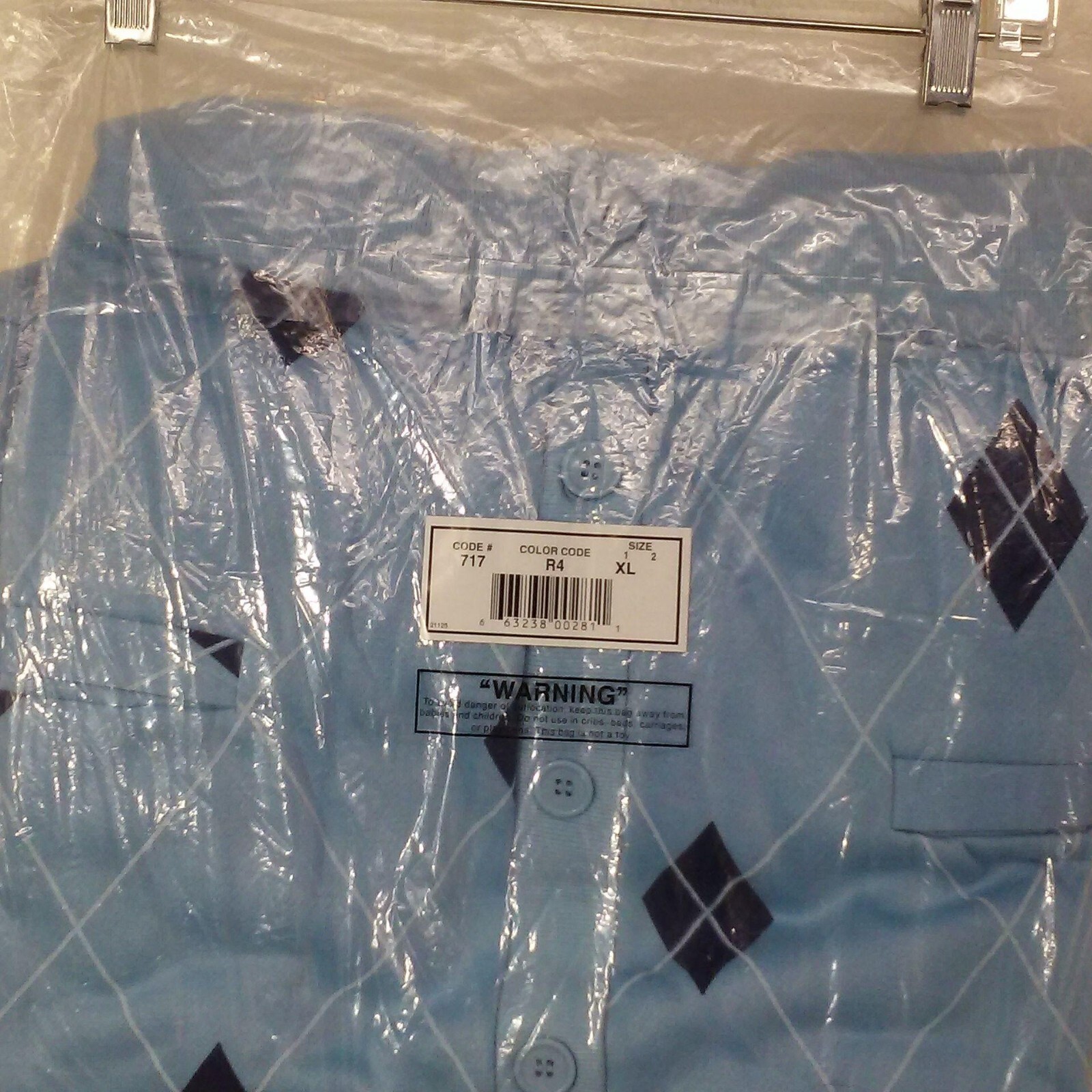 Deadstock HABAND Argyle Sweatshirt Cardigan Pockets Sz-XL Comfort Sky Blue Navy image 7
