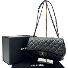 Auténtico bolso de hombro Chanel Matelasse cadena solapa única piel de cordero negro #36634617