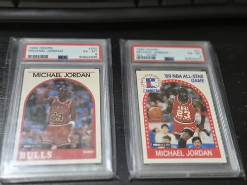 2 PsA Cards 1989  HOOPS  MICHAEL JORDAN     #200 #21    PSA 6