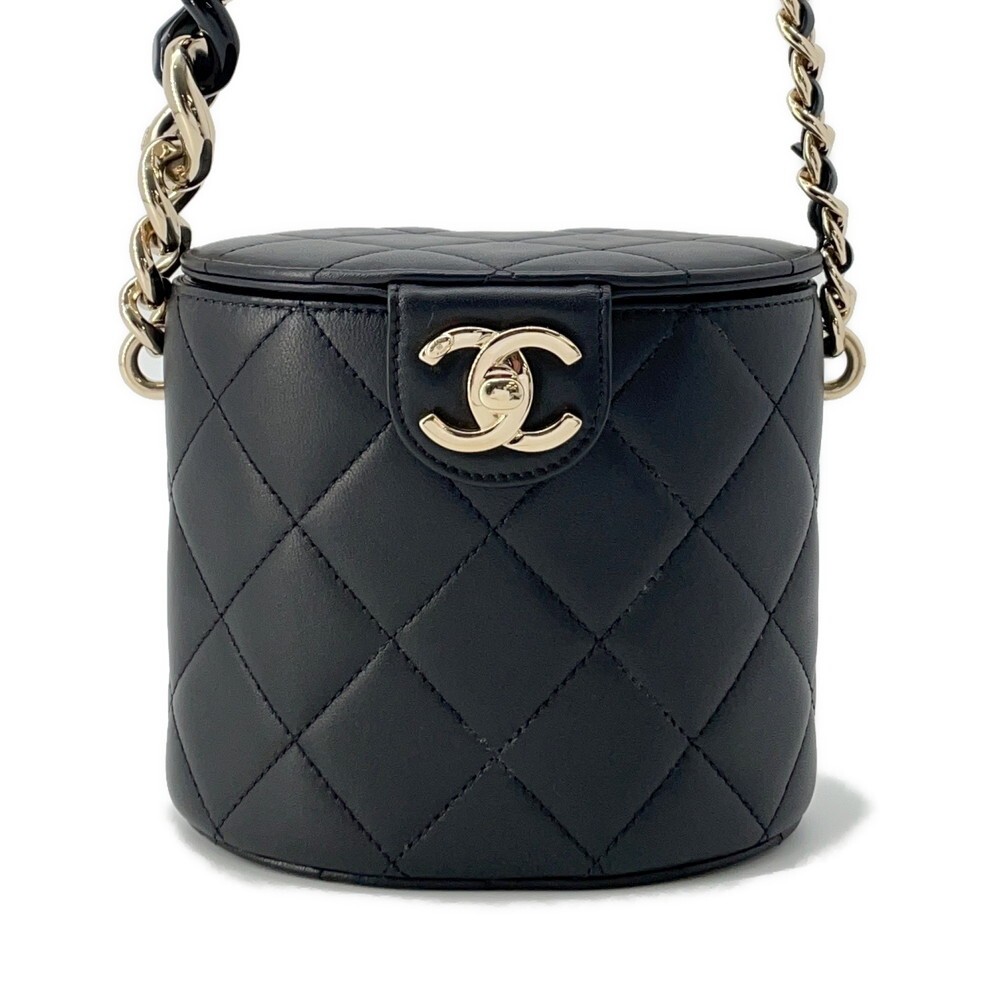 CHANEL Black Coco Mark Matelass Vanity Bag with Chain Shoulder Strap