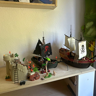 Playmobil Piraten Konvolut: 2 Boote/Schiffe mit Segeln Insel/Festung