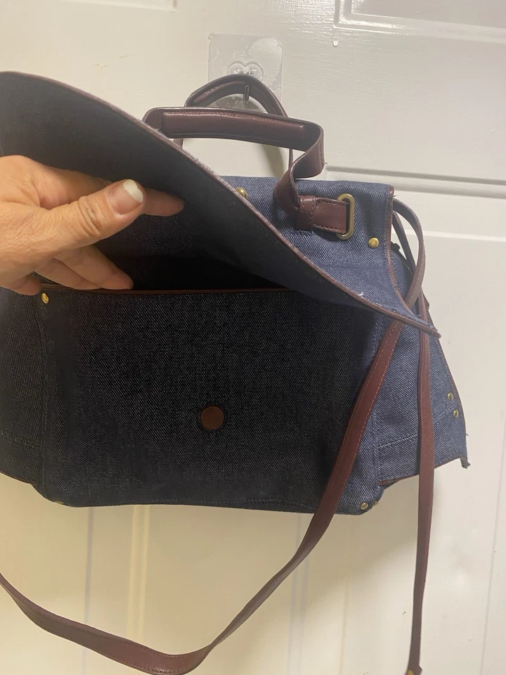 Jerome Dreyfuss Paris, Elegante bolso azul con detalles marrones. Foto 4 de 4